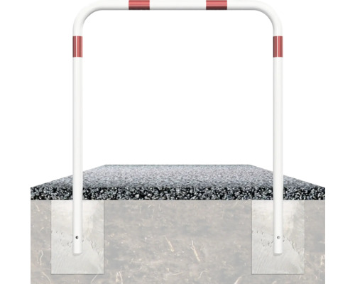 Arceau en tube d'acier Ø 48 mm x 2,5 mm sans montant transversal à sceller dans du béton blanc-rouge l = 1000 mm h = 1200 mm Arceau en tube d'acier Ø 48 mm x 2,5 mm sans montant transversal à sceller dans du béton blanc-rouge l = 1000 mm h = 1200 mm