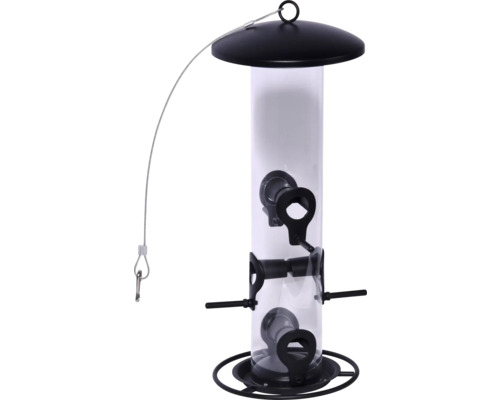 Distributeur de nourriture avec 6 emplacements pour nourriture 140x140 mm noir Mangeoire à oiseaux avec suspension et ouvertures d''alimentation
