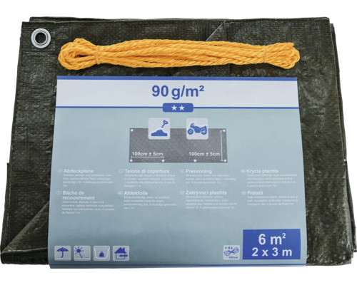 Bâche de protection 2 x 3 mètres avec corde de fixation