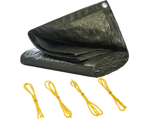 Bâche de protection avec oeillets et quatre cordes de tension
