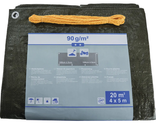 Bâche de protection en tissu synthétique, 4 x 5 mètres avec cordon