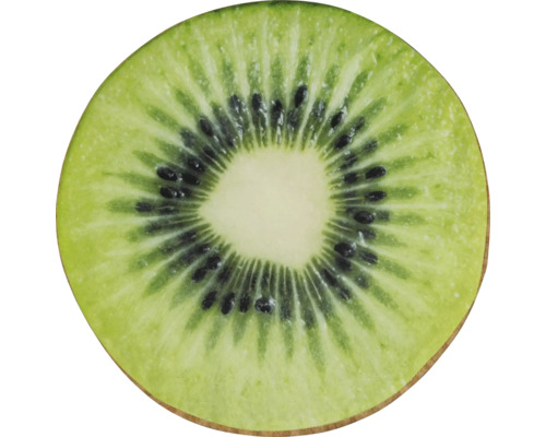 Eine Kiwi-Scheibe mit Kernen