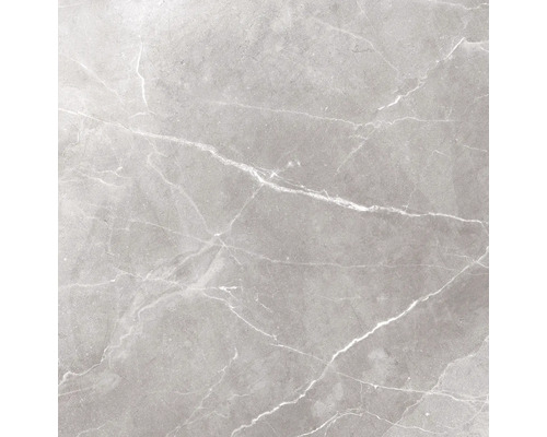 Carrelage sol et mur en grès cérame fin Topas mabre light grey poli Lxlxé 60x60x0.7 cm