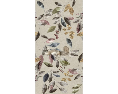 Carreau mural décoratif avec motif feuilles et écureuils