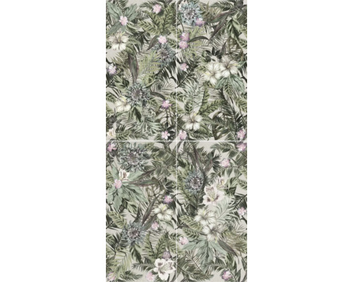 Dekorfliese Carte da Parati Queen Elisabeth 60x120 cm Dekorative Tapete mit Dschungel- und Blumenmuster
