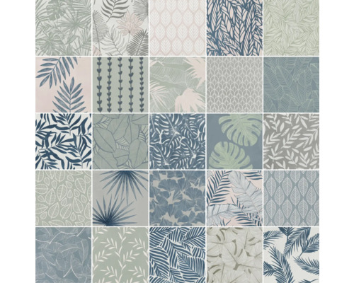 Collection de différents papiers peints avec des motifs de feuilles
