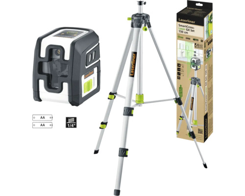 Laserliner Laser à lignes croisées kit laser SmartCross GX 150cm filetage 1/4“ avec trépied compact 150 cm Laserliner Laser à lignes croisées kit laser SmartCross GX 150cm filetage 1/4“ avec trépied compact 150 cm