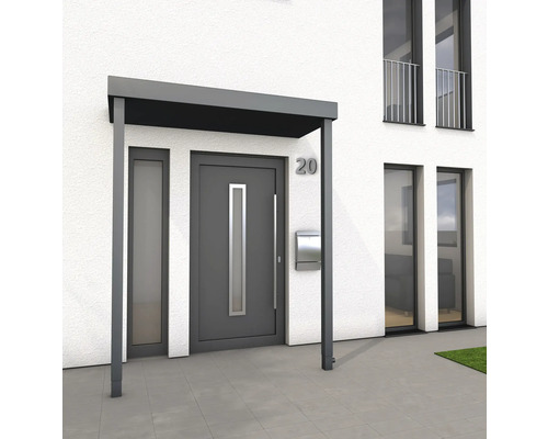 Haustürvordach aus Aluminium am Hauseingang