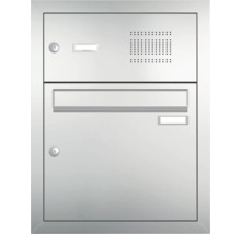 Installation de boîte aux lettres en métal avec interphone et porte-noms