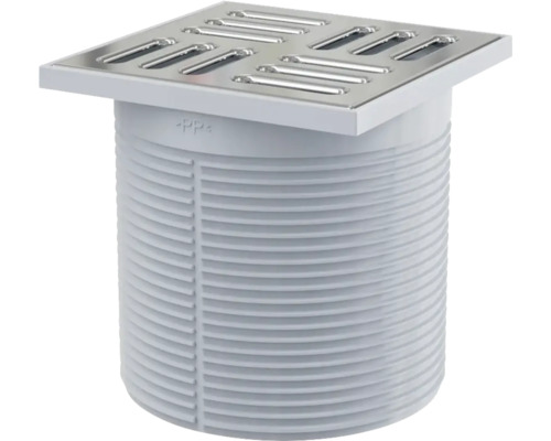 Bodenablauf aus Kunststoff mit Edelstahlabdeckung