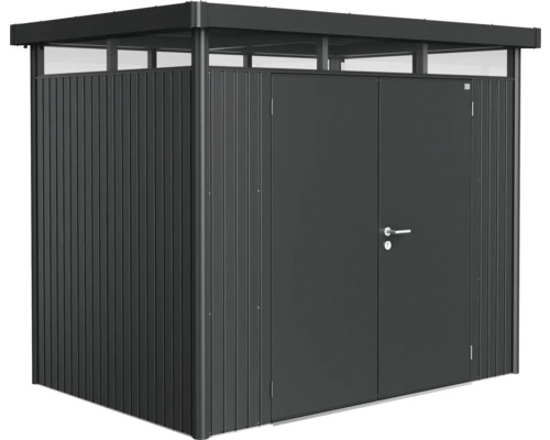 Remise à outils biohort HighLine H2 porte à deux vantaux 275 x 195 cm gris foncé métallique