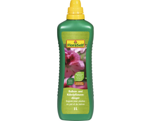 Balkonpflanzendünger & Kübelpflanzendünger FloraSelf 1 L Flasche mit Flüssigdünger für Balkon- und Kübelpflanzen, ein Liter