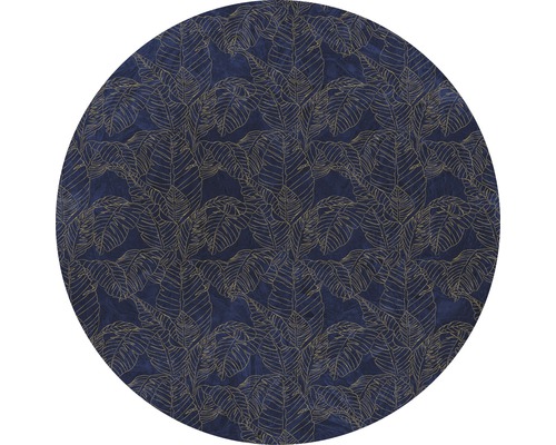 Fototapete selbstklebend D1-058 Dot Royal Blue Ø 125 cm Runder Teppich mit Blattmuster