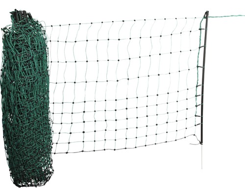 Netz für Katzen, kleine Hunde, Hasen 25 m, 9 Pfähle elektrifizierbar grün