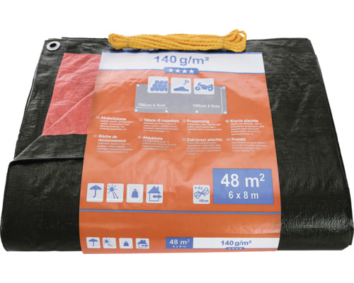 Bâche de protection 6 x 8 mètres avec corde