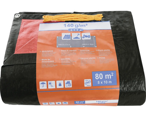 Bâche de protection 8 x 10 mètres avec corde de serrage