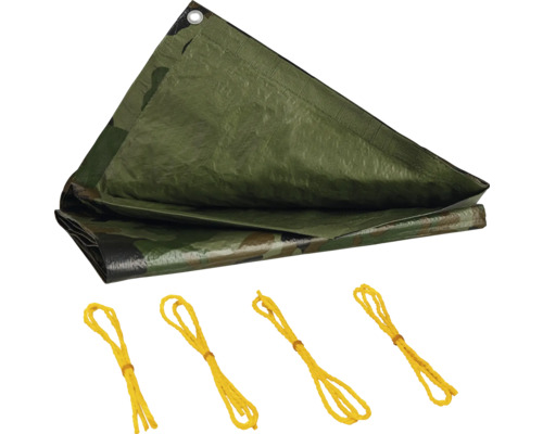 Bâche de protection avec oeillets et cordes de fixation