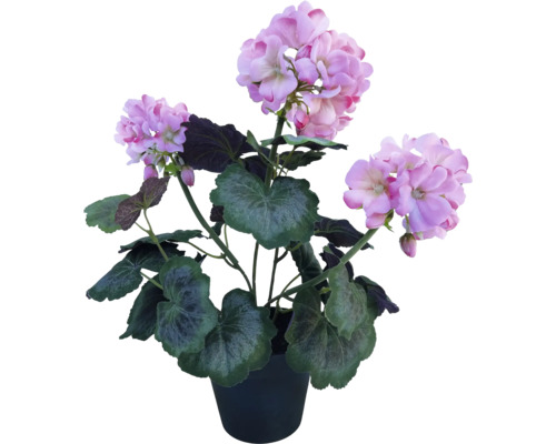 Kunstblume Geranium im Topf 40 cm rosa