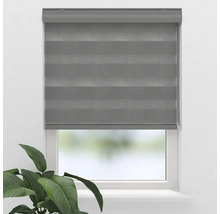 Graues Doppelrollo am Fenster
