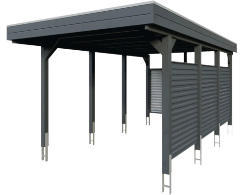 Carport en bois avec paroi latérale pour véhicules