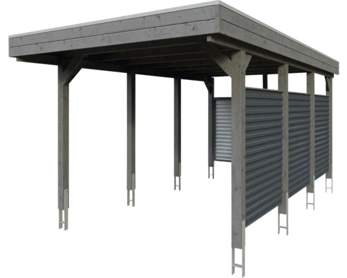 Abri de voiture en bois avec parois latérales