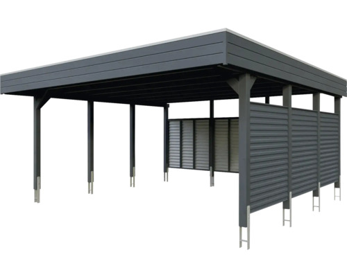 Abri de voiture moderne avec parois latérales pour la protection contre les intempéries