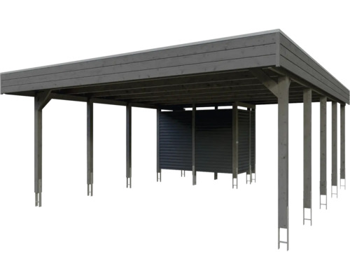 Abri couvert en bois avec espace de rangement intégré