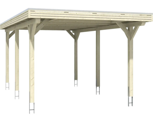 Carport en bois avec toit plat