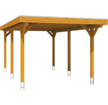 Holzcarport mit Flachdach und Metallpfostenankern