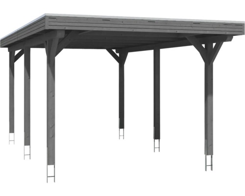 Carport en bois avec toit plat et poteaux