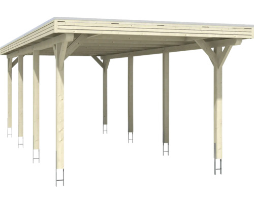 Holzcarport mit sechs Pfosten