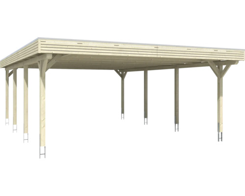 Holzcarport mit Flachdach und Stützpfosten