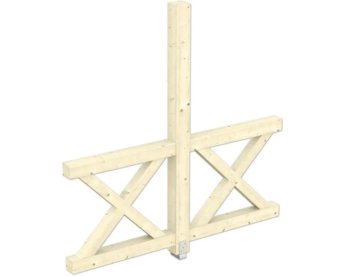 Paroi latérale balustrade croix de Saint-André SKAN HOLZ 193 x 210 cm nature Poteau en bois avec traverses pour l''horticulture