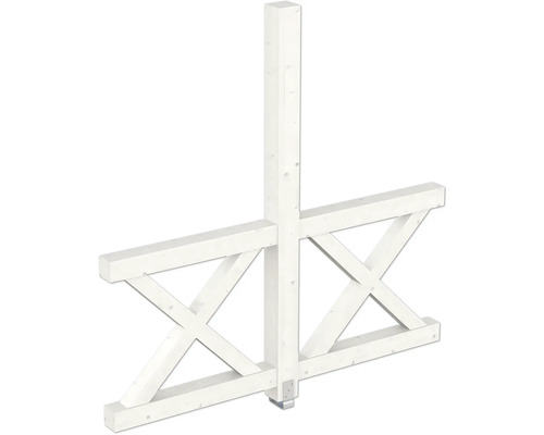 Paroi latérale balustrade croix de Saint-André SKAN HOLZ 193 x 210 cm blanc Poteau de clôture en bois avec des entretoises pour le jardin
