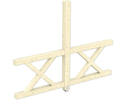 Paroi latérale balustrade croix de Saint-André SKAN HOLZ 243 x 210 cm nature Construction à ossature bois avec poteaux, traverses et contreventements