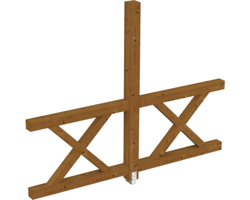 Paroi latérale balustrade croix de Saint-André SKAN HOLZ 243 x 210 cm noyer Poteau de clôture en bois avec traverses et socle de poteau