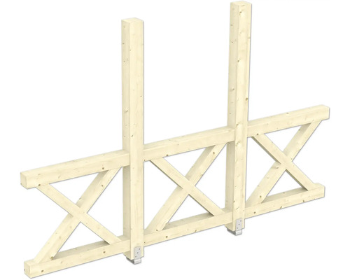 Paroi latérale balustrade croix de Saint-André SKAN HOLZ 293 x 210 cm nature Structure en bois avec poteaux et entretoises