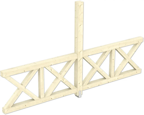 Paroi latérale balustrade croix de Saint-André SKAN HOLZ 343 x 210 cm nature Construction en bois avec poteau vertical et entretoises diagonales