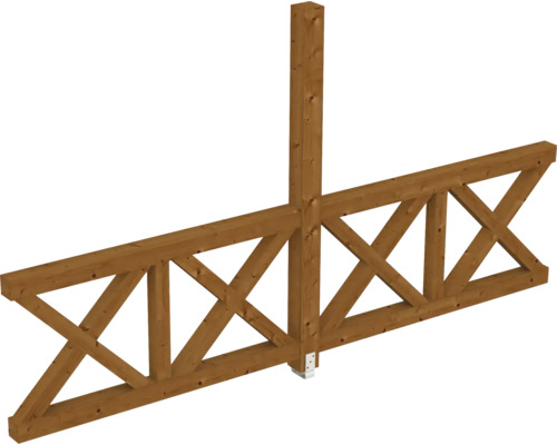 Paroi latérale balustrade croix de Saint-André SKAN HOLZ 343 x 210 cm noyer Kit de construction en bois pour une clôture à motif croisé