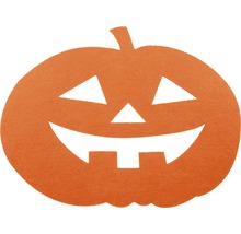 Dekorative Kürbisfigur aus Filz mit geschnitztem Gesicht für Halloween