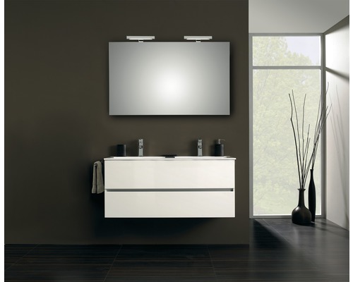 Ensemble de meubles de salle de bains Pelipal Napoli 150-026 blanc brillant Salle de bains moderne avec meuble sous-lavabo blanc, miroir et accessoires