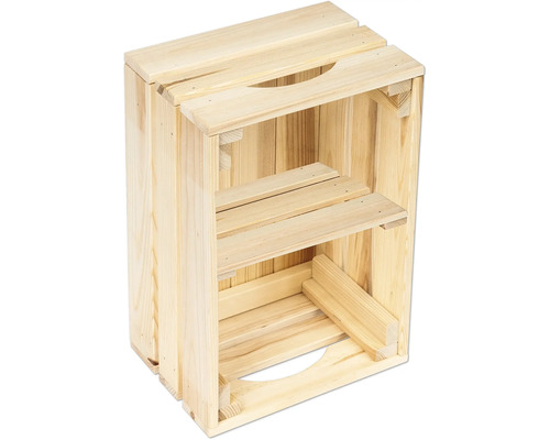 Holzkiste mit Regalbrett