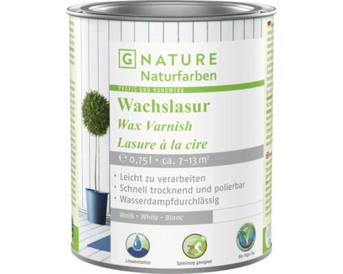 G-NATURE Wachslasur weiss Innen 750 ml