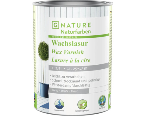 G-NATURE Wachslasur weiss Innen 2,5 l