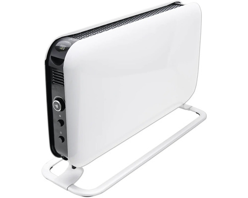 Radiateur électrique blanc avec panneau de commande et pied