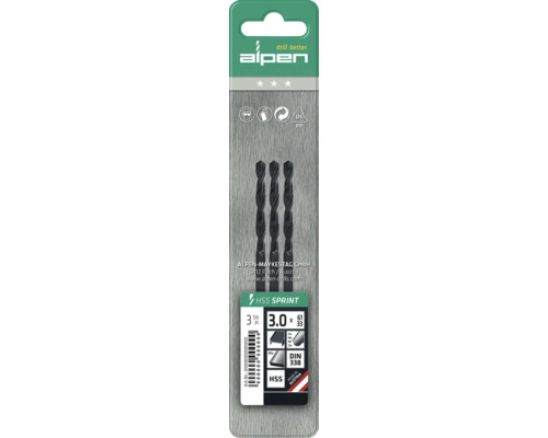 Alpen HSS Sprint Spiralbohrer Set, drei Stück