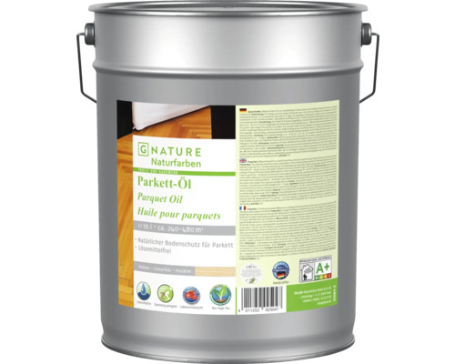 Huile pour bois G-NATURE incolore intérieur 10 l Seau d''huile pour parquet G Nature Naturfarben pour la protection des sols