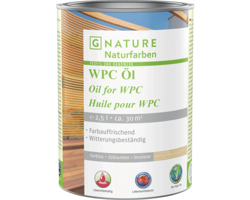 G-NATURE Huile pour bois composite incolore extérieur/intérieur 2.5 l