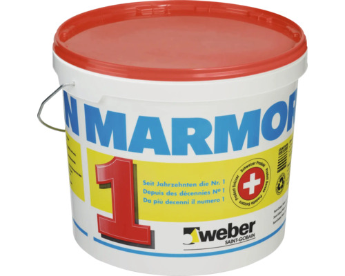 Crépi weber Marmoran Carrara Futura extérieur A 211 granulométrie 1.5 mm blanc 25 kg