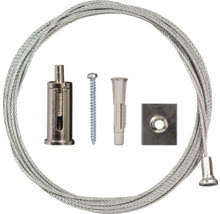 Aufhängeset mit Stahlseil, Schraube, Dübel und Befestigungsmaterial